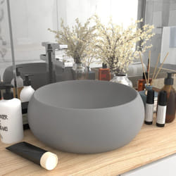 Vidaxl - Lavabo rond de luxe Gris clair mat 40x15 cm Céramique