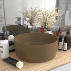 vidaXL Lavabo Rond Crème Mat 40x15 cm