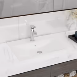 Notre lavabo rectangulaire, fait de céramique de première qualité, est un supplément de style à tout salle de bain, cabinet d ...