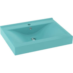 vidaXL Lavabo avec trou de robinet Vert clair mat 60x46 cm Céramique