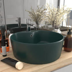 Vidaxl - Lavabo de luxe avec trop-plein Vert foncé mat 36x13cm Céramique