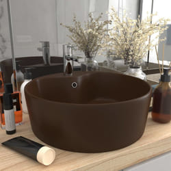 Vidaxl - Lavabo avec trop-plein Marron foncé mat 36x13 cm Céramique