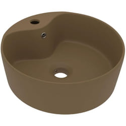 vidaXL Lavabo de luxe avec trop-plein Crème mat 36x13 cm Céramique - TU