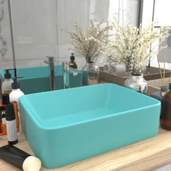 vidaXL Lavabo de luxe Vert clair mat 41x30x12 cm Céramique - TU