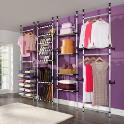vidaXL Système de garde-robe télescopique avec étagères Aluminium - TU