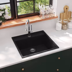 Cet évier de cuisine en granit est un supplément intemporel à la décoration de votre cuisine. Il dispose d’un seul lavabo ext ...