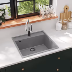 Cet évier de cuisine en granit est un supplément intemporel à la décoration de votre cuisine. Il dispose d’un seul lavabo ext ...