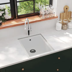 Vidaxl - vier de cuisine avec trou de trop-plein Blanc Granit