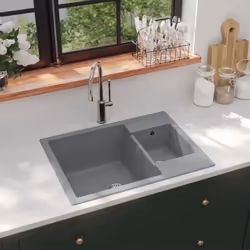 Cet évier de cuisine en granit est un supplément intemporel à la décoration de votre cuisine. Il dispose d’un lavabo extra-pr ...