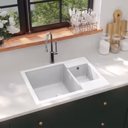 Cet évier de cuisine en granit est un supplément intemporel à la décoration de votre cuisine. Il dispose d'un lavabo extra-pr ...