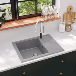 Cet évier de cuisine en granit est un supplément intemporel à la décoration de votre cuisine. Il dispose d’un seul lavabo ext ...