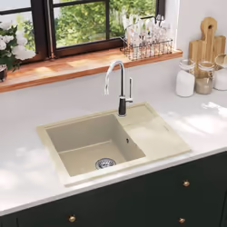 Cet évier de cuisine en granit est un supplément intemporel à la décoration de votre cuisine. Il dispose d’un seul lavabo ext ...