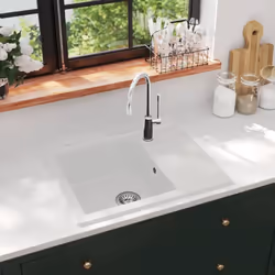 Cet évier de cuisine en granit est un supplément intemporel à la décoration de votre cuisine. Il dispose d’un seul lavabo ext ...
