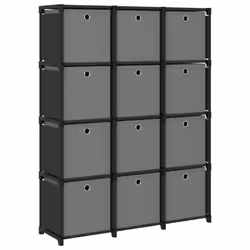 VidaXL 322615, Noir, Gris, 12 étagères, Acier, Polyester, Acier, 1030 mm, 300 mm