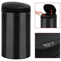 vidaXL Poubelle à capteur automatique 40 L Acier au carbone Noir - TU