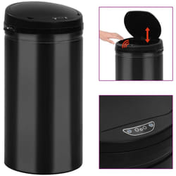 vidaXL Poubelle à capteur automatique 50 L Acier au carbone Noir - TU