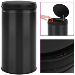 Poubelle à capteur automatique 60 l Acier au carbone Noir