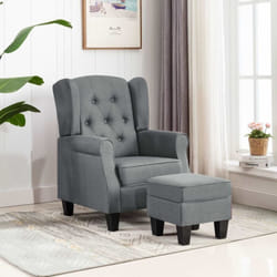 Fauteuil avec repose-pied Gris clair Tissu vidaXL