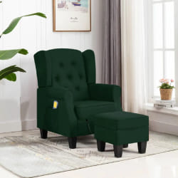 vidaXL Fauteuil de Massage Vert Foncé