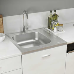 Vidaxl - Jeu d'évier de cuisine et égouttoir argenté 600x600x155 mm inox