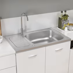vidaXL Jeu d'évier de cuisine et égouttoir argenté 800x500x155 mm inox - TU