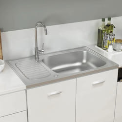 vidaXL Jeu d'évier de cuisine et égouttoir argenté 800x500x155 mm inox - TU