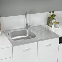 Vidaxl - Jeu d'évier de cuisine et égouttoir argenté 800x600x155 mm inox