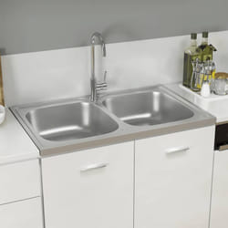 Vier de cuisine à double lavabo argenté 800x500x155 mm inox Vidaxl