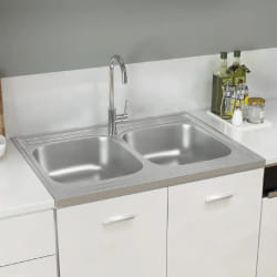 VidaXL Évier Double Lavabo 800x600 mm Inox