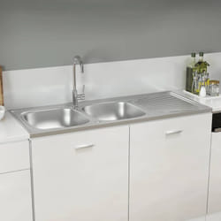 Évier de cuisine à double évier argenté 1200x600x155 mm inox vidaXL
