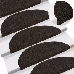 vidaXL Tapis d'escalier auto-adhésifs 15 pièces 56 x 17 x 3 cm Marron foncé Demi-rond