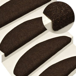 vidaXL Tapis d'escalier auto-adhésifs 15 pièces 65 x 21 x 4 cm Marron Demi-rond Grand