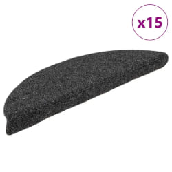 vidaXL Tapis d'escalier autocollants 15 pièces 65 x 21 x 4 cm Anthracite Demi-rond Grand