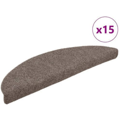 vidaXL Tapis d'escalier autocollants 15 pièces 56 x 17 x 3 cm Beige Demi-rond