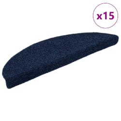 vidaXL Tapis d'escalier autocollants 15 pièces 56 x 17 x 3 cm Bleu marine Demi-rond