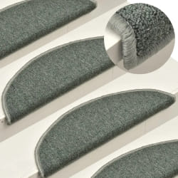 vidaXL Tapis Escalier 15 pcs - Vert foncé