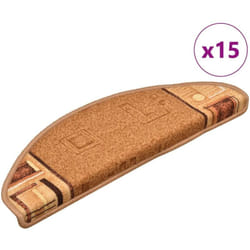 Vidaxl - Tapis d'escalier autocollants 15 pcs Beige 65x21x4 cm