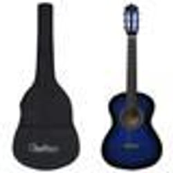 vidaXL Guitare classique avec sac de débutants et enfants Bleu 1/2 34"
