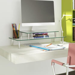 Vidaxl - Support de moniteur à 2 niveaux Verre transparent