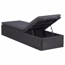 VidaXL 310148 chaise d'extérieur Linge Siège rembourré Polyuréthane, Acier Noir, Gris - Vue supplémentaire 4
