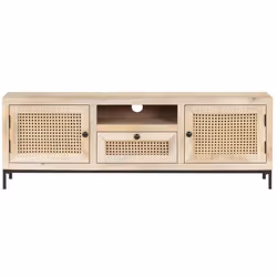 Si vous recherchez une touche de charme rustique à ajouter à votre décoration intérieure, ce meuble TV en bois de manguier ma ...