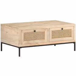 Si vous recherchez une touche de charme rustique à ajouter à votre décoration intérieure, cette table basse en bois de mangui ...