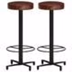 vidaXL Tabourets de bar lot de 2 76 cm cuir véritable - TU