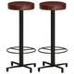 vidaXL Tabourets de bar lot de 2 76 cm cuir véritable - TU
