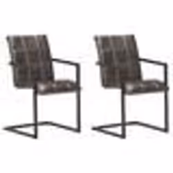 vidaXL Chaises à manger cantilever lot de 2 gris cuir véritable - TU