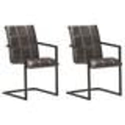 vidaXL Chaises à manger cantilever lot de 2 gris cuir véritable - TU