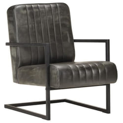 Fauteuil cantilever Gris Cuir véritable - VIDAXL - Vintage - 1 place - Intérieur