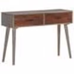 vidaXL Table console Gris 110x35x75 cm Bois de manguier massif brut - TU
