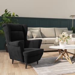 Vidaxl - Fauteuil en velours avec dossier de style rétro haut couleurs simples couleurs différentes couleurs Couleur : Noir