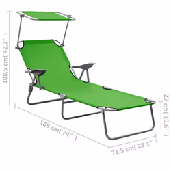 VidaXL 310335 chaise d'extérieur Linge Siège rembourré Tissu, Acier Vert - Vue supplémentaire 8
